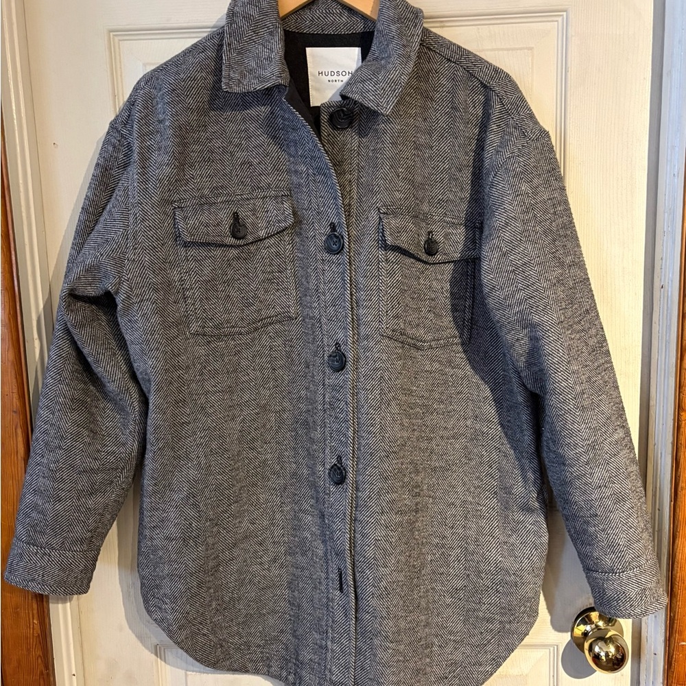 Hudson North Shacket Charcoal Herringbone Jacket